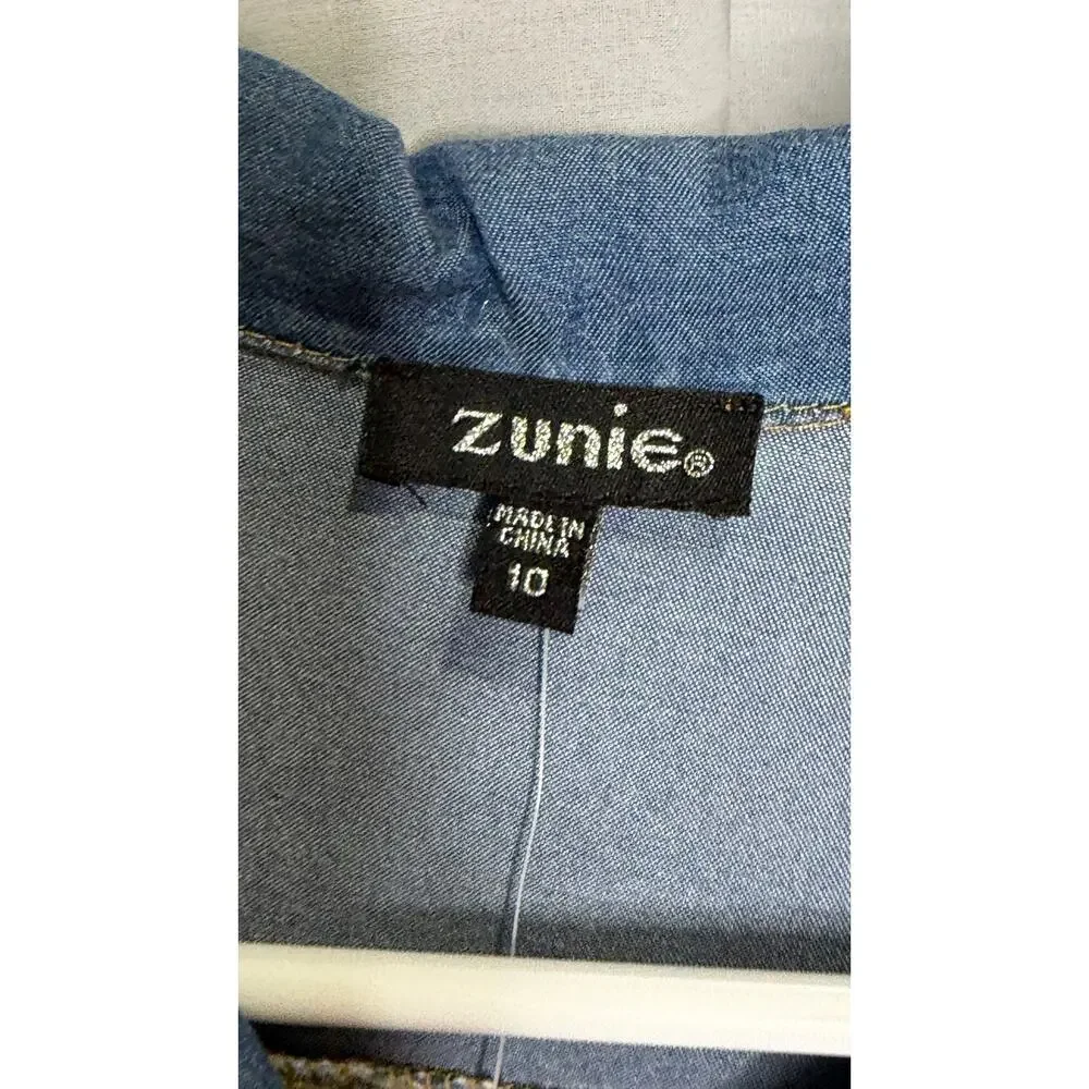 Zunie Girls Denim & Tulle Dress Size 10, New with Tags